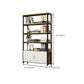 Metal Engineered Wood Shelf Bookcase Modern Home Open Book Shelf with 2 Doors