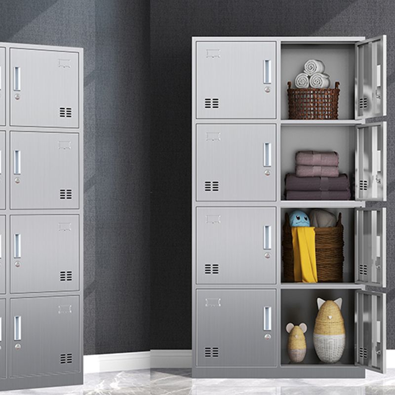 Chrome Steel Cabinet for Bathroom Modern Indoor Storage Cabinet with Hinged Doors Clearhalo 'Armoires & Wardrobes' 'armoires_wardrobes' 'Bedroom Furniture' 'furn' 'furn_armoires_wardrobes' 'Furniture' 1200x1200_5cbad394-350e-43fd-a8e4-264fe563df59