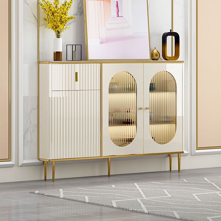 Weißer Buffetserver mit Glastüren Glam Dining Server für Küche