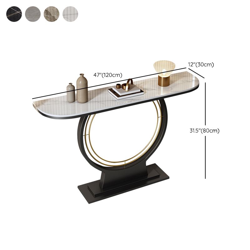 Table de acento de consola de media luna moderna Table de sofá de consola de acabado antiguo