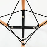 Wit en zwart moderne ronde eettafel met 4 massief houten voet