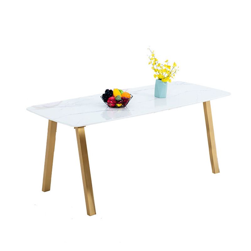 Rectangle Golden Base Dining Table Glam Faux Marble Table for Kitchen Clearhalo 'Dining Tables & Seating' 'Dining Tables' 'dining_table' 'furn' 'furn_dining_table' 'Furniture' 'Kitchen & Dining Furniture' 1200x1200_5cbe21f0-ab74-4d16-8755-49191f3d9a32