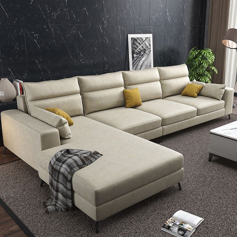 Scandinavian Faux Leather Sectional for Four People 60.63" Wide