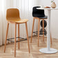 Nordic Backrest Armless Counter Stool Wooden Cafe Bar Stool with Plastic Cushion