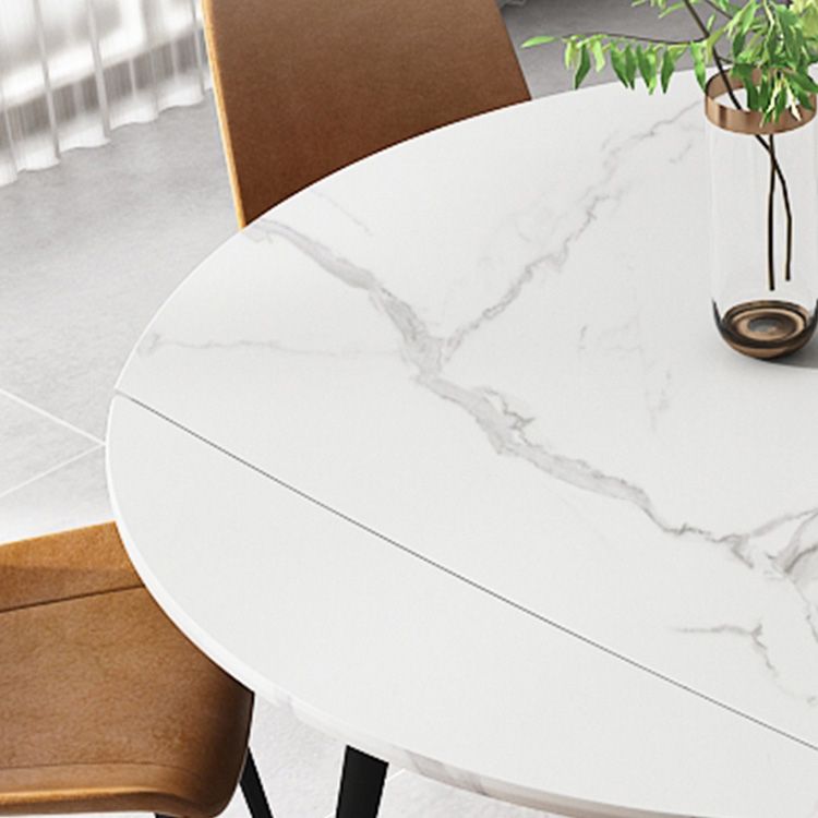 Mesa redonda de comedor de 4 pies, mesa abatible de piedra de estilo sencillo para el hogar