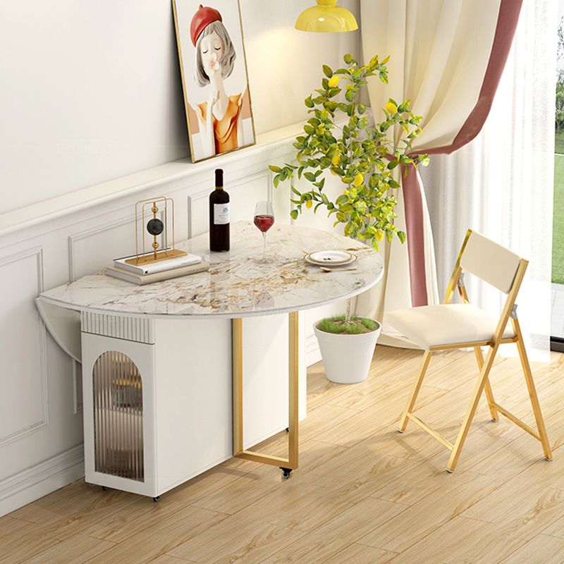 Moderne eetgelegenheid 1/3/7 pc's gesinterde stenen vouwtafel met gestoffeerde stoelen