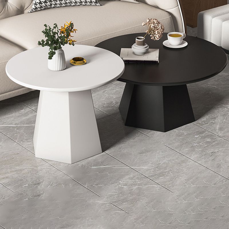 Pedestal 1/2 Black/White Coffee Table Metal Metal Round Cocktail Table