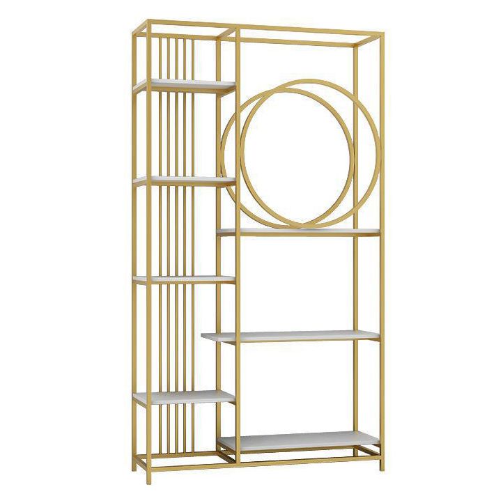 Iron Frame Etagere Bookshelf Vertical Manufactured Wood Shelf Bookcase for Office Clearhalo 'Bookcases' 'furn' 'furn_bookcases' 'Furniture' 'furniture_bookcases' 'Office Furniture' 1200x1200_5cc5520a-0135-4f30-a054-3e3ff8ca1020