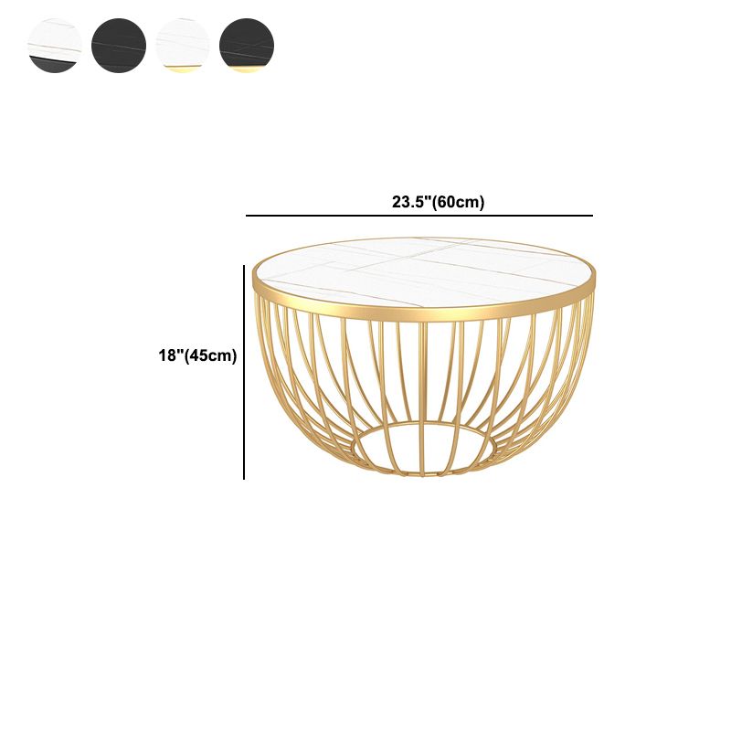 Tavolino da caffè a tamburo a singolo ardesia moderno tavolino rotondo minimalista