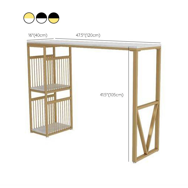 Rectangle Pedestal Bar Table Faux Marble Bar Height Pub Table with Shelves Clearhalo 'Bar Furniture' 'Bar Tables' 'bar_tables' 'furn' 'furn_bar_tables' 'Furniture' 'Kitchen & Dining Furniture' 1200x1200_5cc614ef-9ba4-4ef8-9fc7-cfd8c94307de