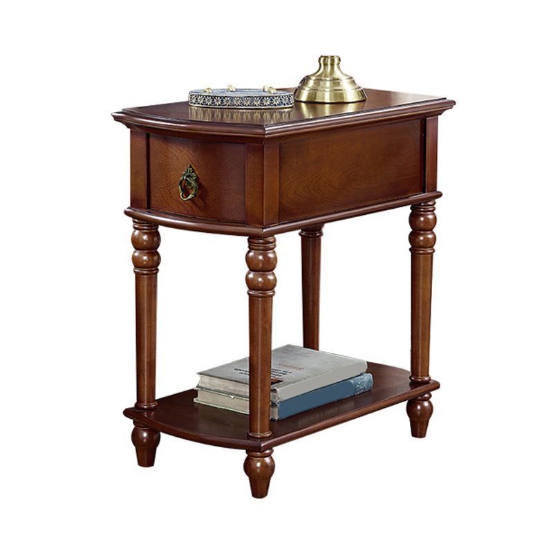 Mesa de extremo rectangular moderna 23 "de altura 4 patas de madera maciza mesa auxiliar