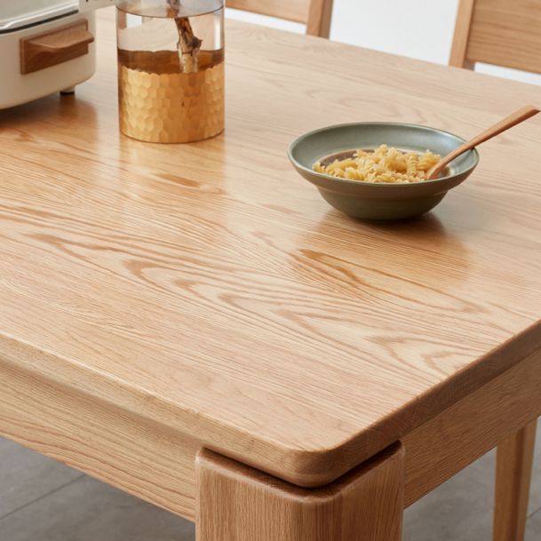 Rectangle 4 Legs Dining Table Solid Wood Dining Table in Natural and Walnut Clearhalo 'Dining Tables & Seating' 'Dining Tables' 'dining_table' 'furn' 'furn_dining_table' 'Furniture' 'Kitchen & Dining Furniture' 1200x1200_5cc83a01-7be3-4769-a8c3-c106b29e9f3a