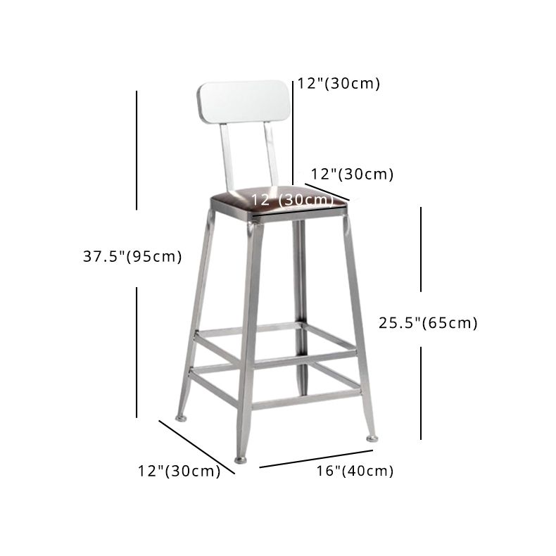Industrial Square Iron Bar Stool Silver Footrest Bristol Stool Clearhalo 'Bar Furniture' 'Bar Stools' 'bar_stools' 'furn' 'furn_bar_stools' 'Furniture' 'Kitchen & Dining Furniture' 1200x1200_5cc866e0-a6c4-4839-bac0-3437dda4fe60