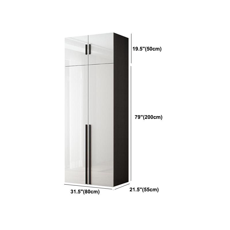 Manufactured Wood Glossy White Cabinet Modern Storage Cabinet with Hinged Doors Clearhalo 'Armoires & Wardrobes' 'armoires_wardrobes' 'Bedroom Furniture' 'furn' 'furn_armoires_wardrobes' 'Furniture' 1200x1200_5cc8831b-74ce-4ef7-96cb-7e41454b2e54