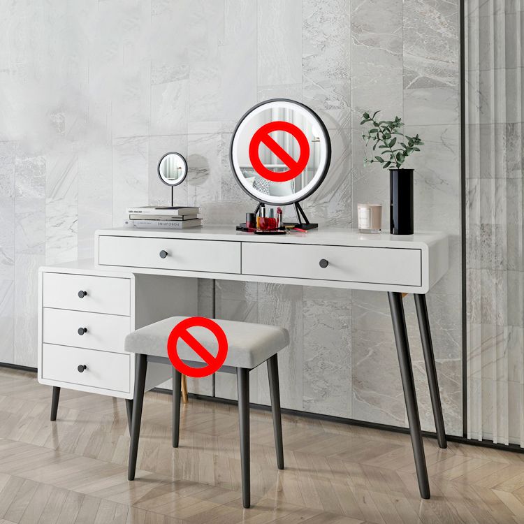 Wood and Metal Vanity Table with Stool Accent 5 Drawers Makeup Desk Clearhalo 'Bedroom Furniture' 'furn' 'furn_makeup_vanities' 'Furniture' 'Makeup Vanities' 'makeup_vanities' 1200x1200_5cc8995f-ca3a-4631-9564-c4c1ff811a1b