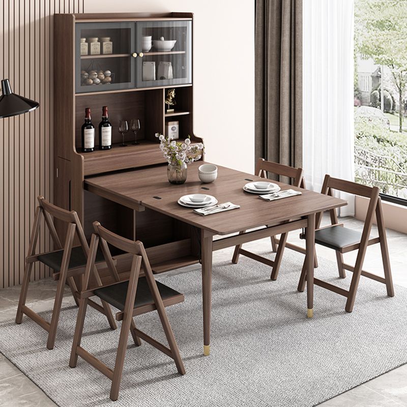 Modern Rectangle Folding Wood Dining Table for Small Space with Storage Clearhalo 'Dining Tables & Seating' 'Dining Tables' 'dining_table' 'furn' 'furn_dining_table' 'Furniture' 'Kitchen & Dining Furniture' 1200x1200_5cc9010b-68a2-4e71-b477-50778ab98f4d