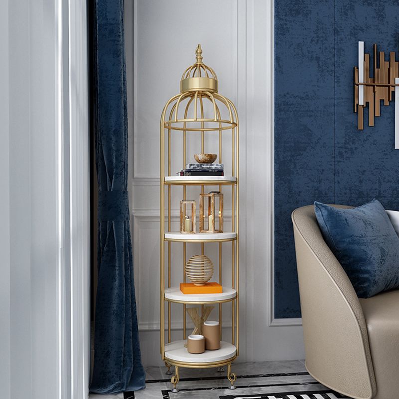 Scaffali di libreria verticale in metallo in metallo glam