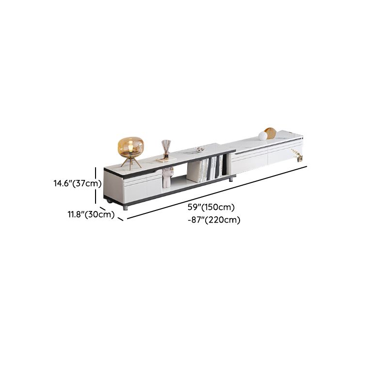 モダンなテレビコンソールストーンメディアコンソール部屋用の引き出し付きオープンストレージコンソール