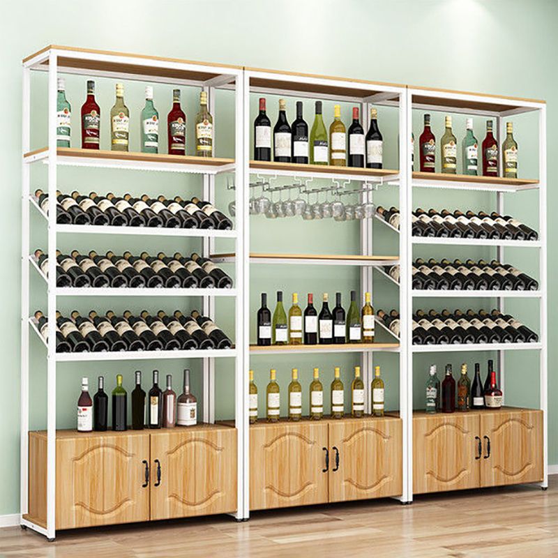 Porte-vin moderne du milieu du siècle autoportant en bois de vin et de vin en métal en bois fabriqué en bois