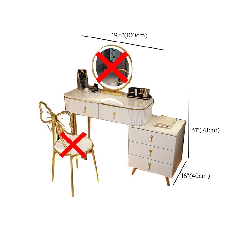 Mirrored Vanity Table and Stool Set Engineered Wood Vanity Desk