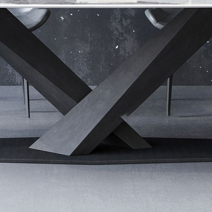 Moderne rechthoek gesinterde stenen dinerset 1/4/5/7 stukken eetgelegenheid