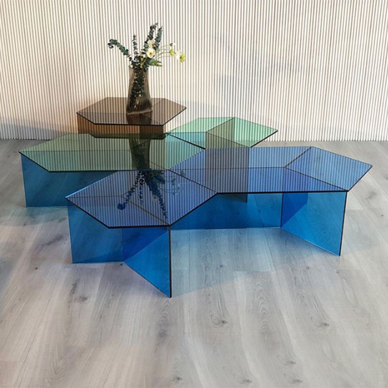 Geometric Clear Acrylic Coffee Table Modern Colored Cocktail Table Clearhalo 'Coffee & Accent Tables' 'Coffee Tables' 'coffee_tables' 'furn' 'furn_coffee_tables' 'Furniture' 'Living Room Furniture' 1200x1200_5cccb6fc-c4e1-41d5-8092-79bc365daeb4