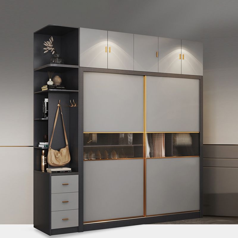 Gabinetto del guardaroba grigio con cassetto moderno armadio armadio per casa