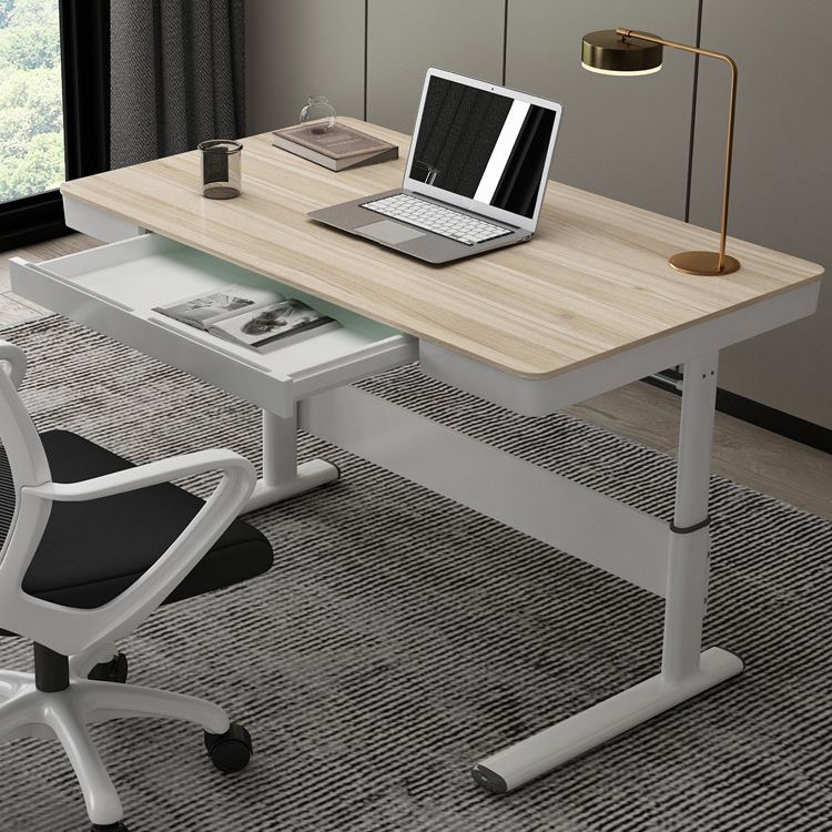 Zeitgenössischer Stand Desk Converter White Metal Trestle Base Desk für Büro