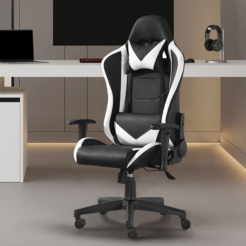 Modern Office Chair Adjustable Seat Height Faux Leather Desk Chair with Wheels Clearhalo 'furn' 'furn_office_chair' 'Furniture' 'Office Chairs' 'Office Furniture' 'office_chair' 1200x1200_5cd04bad-5839-42da-8484-55288f13014a