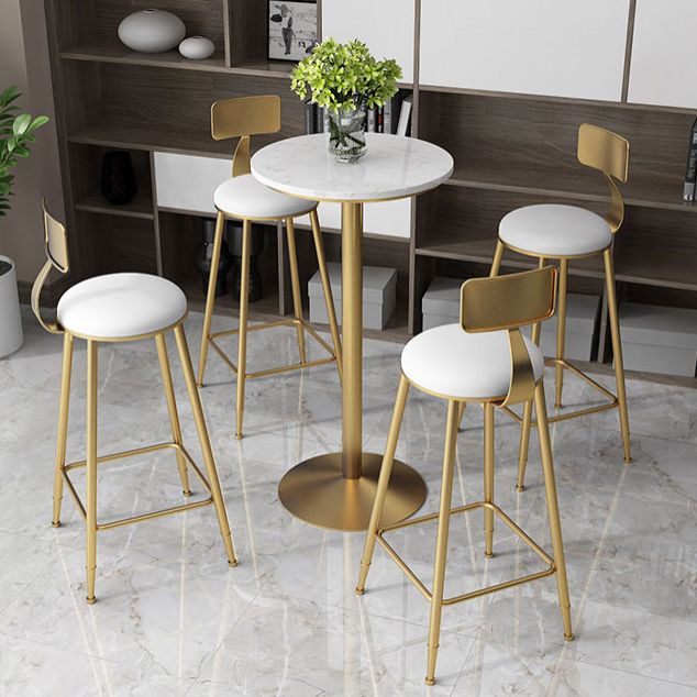 Glam Style Gold Iron Bar Table Marble Top Bistro Table - 21.6"W x 41.3"H Clearhalo 'Bar Furniture' 'Bar Tables' 'bar_tables' 'Furniture' 'furniture_bar_tables' 'Kitchen & Dining Furniture' 'kitchen&dining_furn' 'kitchen' 1200x1200_5cd1ec01-0de7-42a4-83a4-28e894e7a305