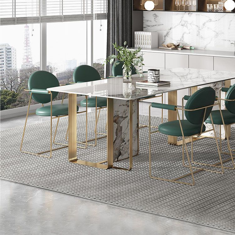 Luxury Sintered Stone Top Dining Set Rectangle 1/2/4/5/7 Pieces Dining Table with Chairs Clearhalo 'Dining Room Sets' 'Dining Tables & Seating' 'dining_room_set' 'furn' 'furn_dining_room_set' 'Furniture' 'furniture_dining_room_set' 'Kitchen & Dining Furniture' 1200x1200_5cd287a4-262a-44a8-be59-c8390b60ab20