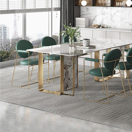 Luxury Sintered Stone Top Dining Set Rectangle 1/2/4/5/7 Pieces Dining Table with Chairs Clearhalo 'Dining Room Sets' 'Dining Tables & Seating' 'dining_room_set' 'furn' 'furn_dining_room_set' 'Furniture' 'furniture_dining_room_set' 'Kitchen & Dining Furniture' 1200x1200_5cd287a4-262a-44a8-be59-c8390b60ab20
