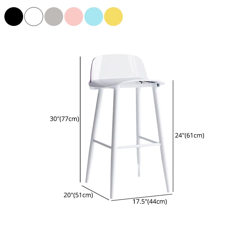 Nordic Armless Backrest Counter Stool Iron Cafe Bar Stool with Acrylic Seat Clearhalo 'Bar Furniture' 'Bar Stools' 'bar_stools' 'furn' 'furn_bar_stools' 'Furniture' 'furniture_bar_stools' 'Kitchen & Dining Furniture' 1200x1200_5cd38431-642b-4321-9847-3a8e38102076