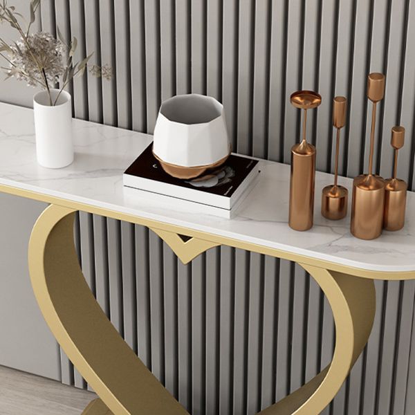 Zeitgenössischer Halbmondkonsole Tisch antikes Finish -Konsole -Sofa -Tisch