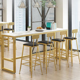 Rectangle Pub Table Bar Height Glam Stone Top Bar Table for Indoor