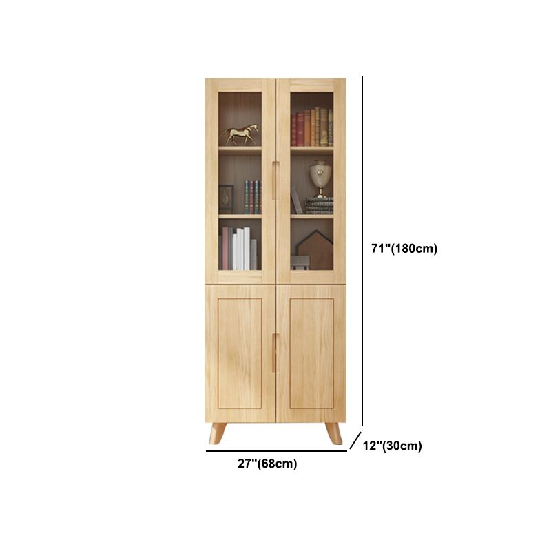 ソリッドウッドトールストレージキャビネットガラスドアディスプレイリビングルーム用