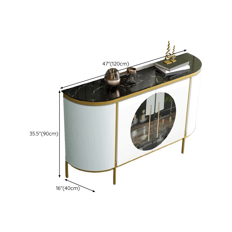 Tavolo a buffet in stile glam in finto marmo da 35,4 pollici con armadi e cassetti