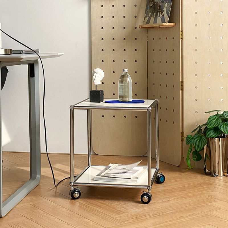 16.5" W Square End Table Modern 1-Shelf Side Table with Casters