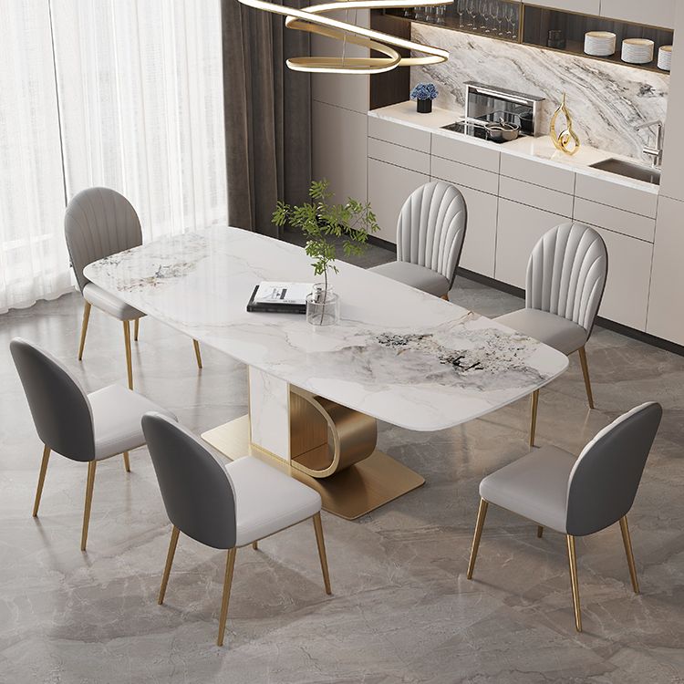 Minimalist Dining Set 1/4/5/6/7 Pcs Sintered Stone Dining Table with Upholstered Chairs Clearhalo 'Dining Room Sets' 'Dining Tables & Seating' 'dining_room_set' 'furn' 'furn_dining_room_set' 'Furniture' 'Kitchen & Dining Furniture' 1200x1200_5cd952be-5251-4fe7-b419-13221ee9ca27
