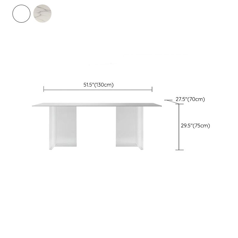 Moderne stenen rechthoekige eettafel van acryl onderstel voor eetkamer