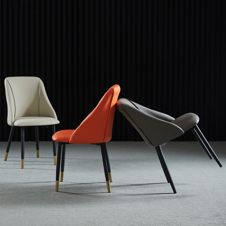 Leather Upholstered Armless Dining Chairs Home Side Chairs with Metal Legs Clearhalo ' kitchen&dining_furn' 'Dining Chairs' 'Dining Tables & Seating' 'dining_chair' 'furn' 'furn_dining_chair' 'Furniture' 'furniture_dining_chair' 'Kitchen & Dining Furniture' 'kitchen' 1200x1200_5cdbcaae-2bc2-41f9-a6cc-45647a936fe8