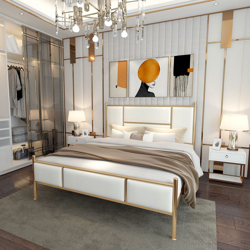 Luxurious Iron Panel Bed Upholstered Metal Bed Frame With Headboard and Footboard Clearhalo 'Bedroom Furniture' 'Beds' 'furn' 'furn_beds' 'Furniture' 1200x1200_5cdd150c-aa20-4794-b027-1484b3f6ac53