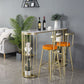 Stone Bar Dining Table Glam Bar Table with Double Pedestal for Living Room
