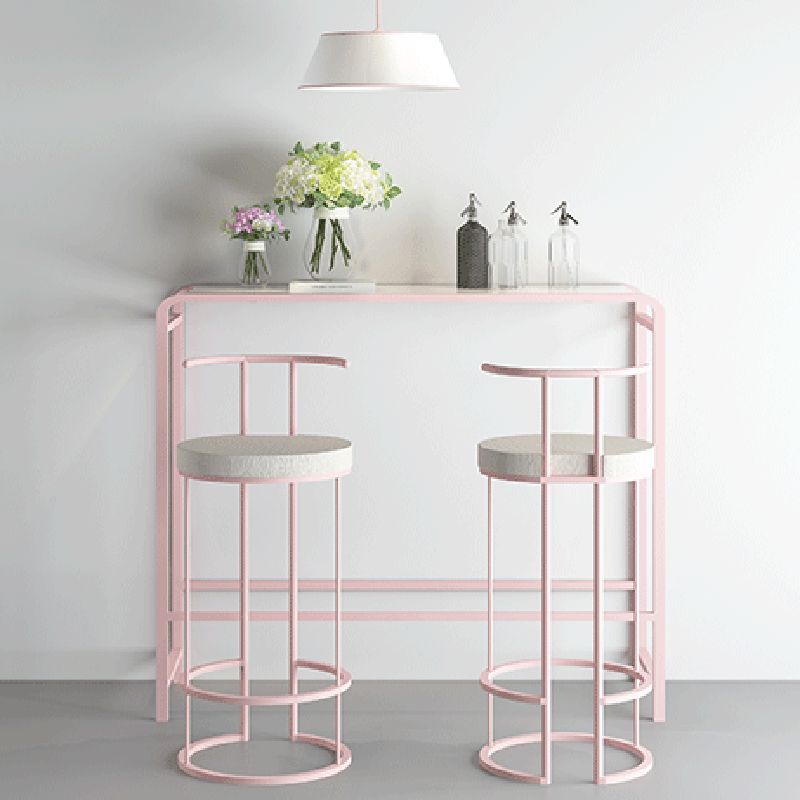 White and Pink Modern Style Bar Table in Wood and Metal Bar Table Milk Tea Shop Bar Table Clearhalo 'Bar Furniture' 'Bar Tables' 'bar_tables' 'furn' 'furn_bar_tables' 'Furniture' 'furniture_bar_tables' 'Kitchen & Dining Furniture' 1200x1200_5cdedf1f-9509-42fe-8382-c909245bbc6a