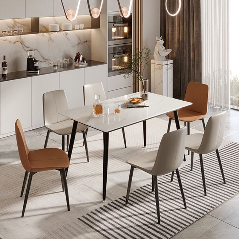 Modern Rectangle Dining Table for Home White Dinette Table with 4 Legs Clearhalo 'Dining Tables & Seating' 'Dining Tables' 'dining_table' 'furn' 'furn_dining_table' 'Furniture' 'Kitchen & Dining Furniture' 1200x1200_5cdf0c51-3830-46f0-aa23-e930b54cc643