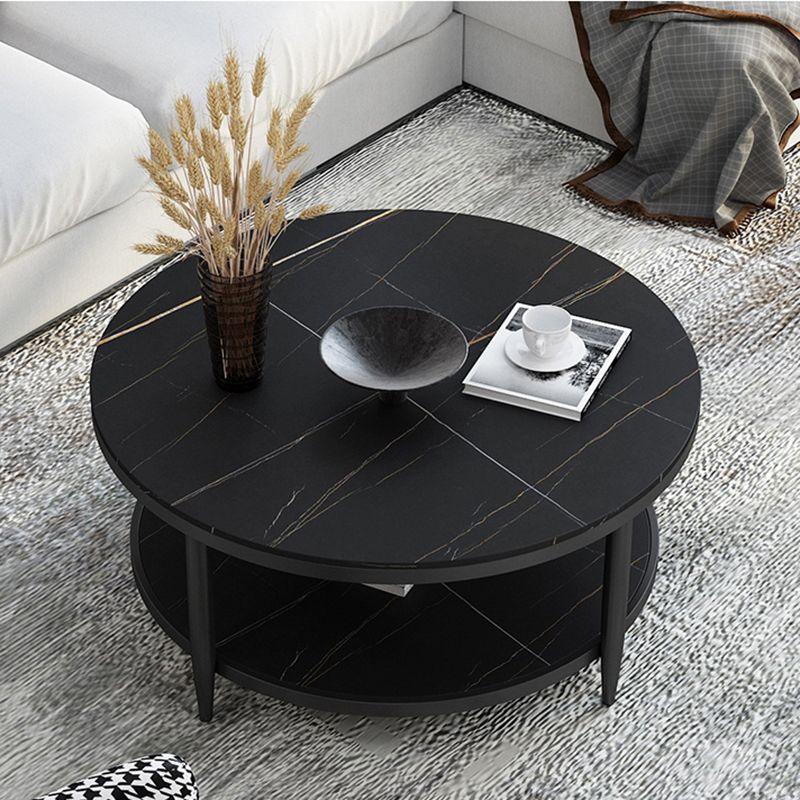 Glam Round 4 Legs Coffee Table Slate Top Coffee Cocktail Table Clearhalo 'Coffee & Accent Tables' 'Coffee Tables' 'coffee_tables' 'furn' 'furn_coffee_tables' 'Furniture' 'Living Room Furniture' 1200x1200_5cdf7e66-ee61-44e5-bfea-fa0cfb4236d3
