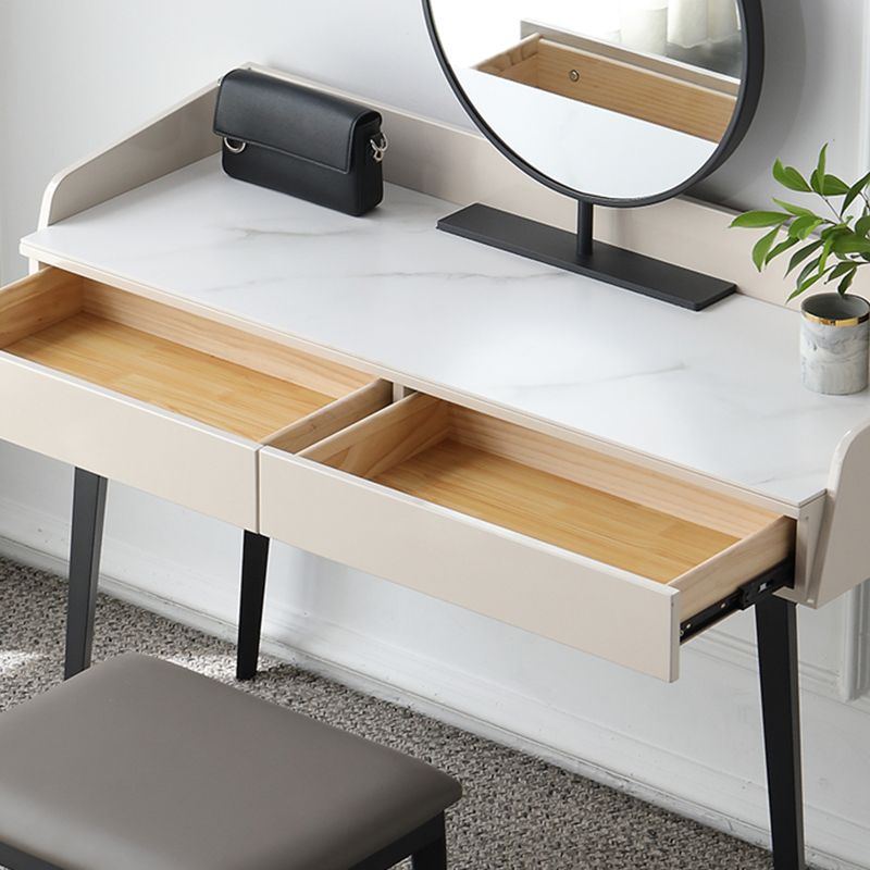 Set di vanità contemporanei 2 cassetti di stoccaggio con sgabelli imbottiti 29,5 "di altezza