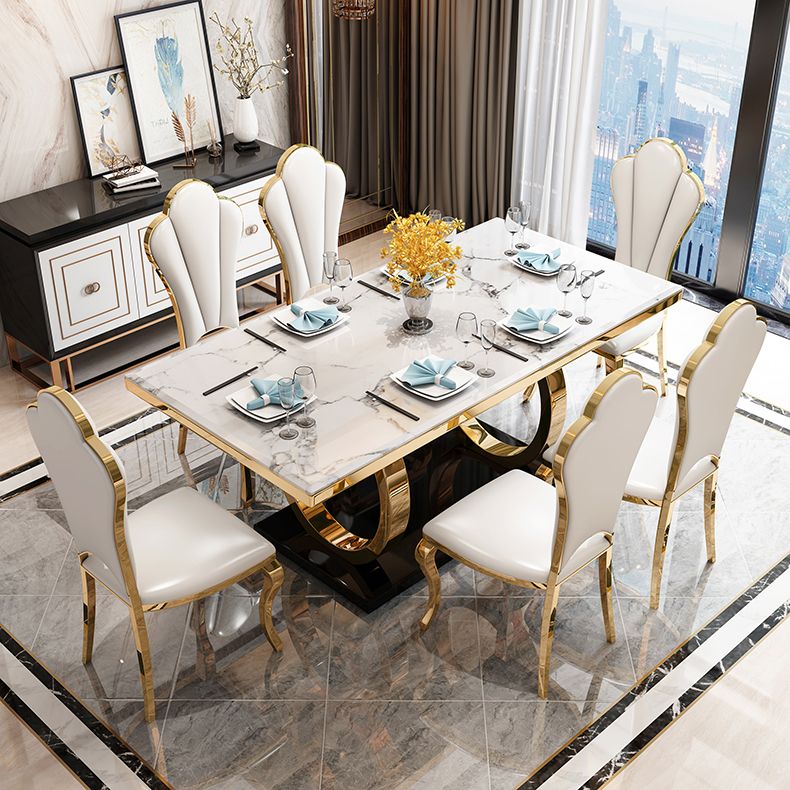 Rectangle Trestle Base Luxury Table Fixed Table with Marble Top Clearhalo ' dining_table' 'Dining Tables & Seating' 'Dining Tables' 'furn' 'furn_dining_table' 'Furniture' 'furniture_dining_table' 'Kitchen & Dining Furniture' 'kitchen&dining_furn' 'kitchen' 'kitchen_dining_table' 1200x1200_5cdfc1b4-7af8-4e63-910d-a65f03512a75