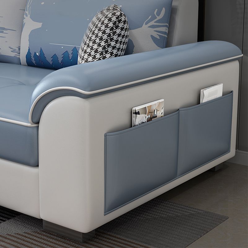 Contemporary 4-seater Sofa Sewn Pillow Back Sectional with Storage Clearhalo 'furn' 'furn_sofas' 'Furniture' 'furniture_sectionals' 'kitchen' 'kitchen_sofas' 'Living Room Furniture' 'Sectionals' 'Sofa' 'sofas' 1200x1200_5ce011e3-824a-4372-a12d-01a0fe9c1ba0