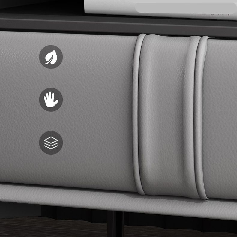 Holz und Lederbett Nachttisch moderner minimalistischer offener Nachttisch mit Schubladen